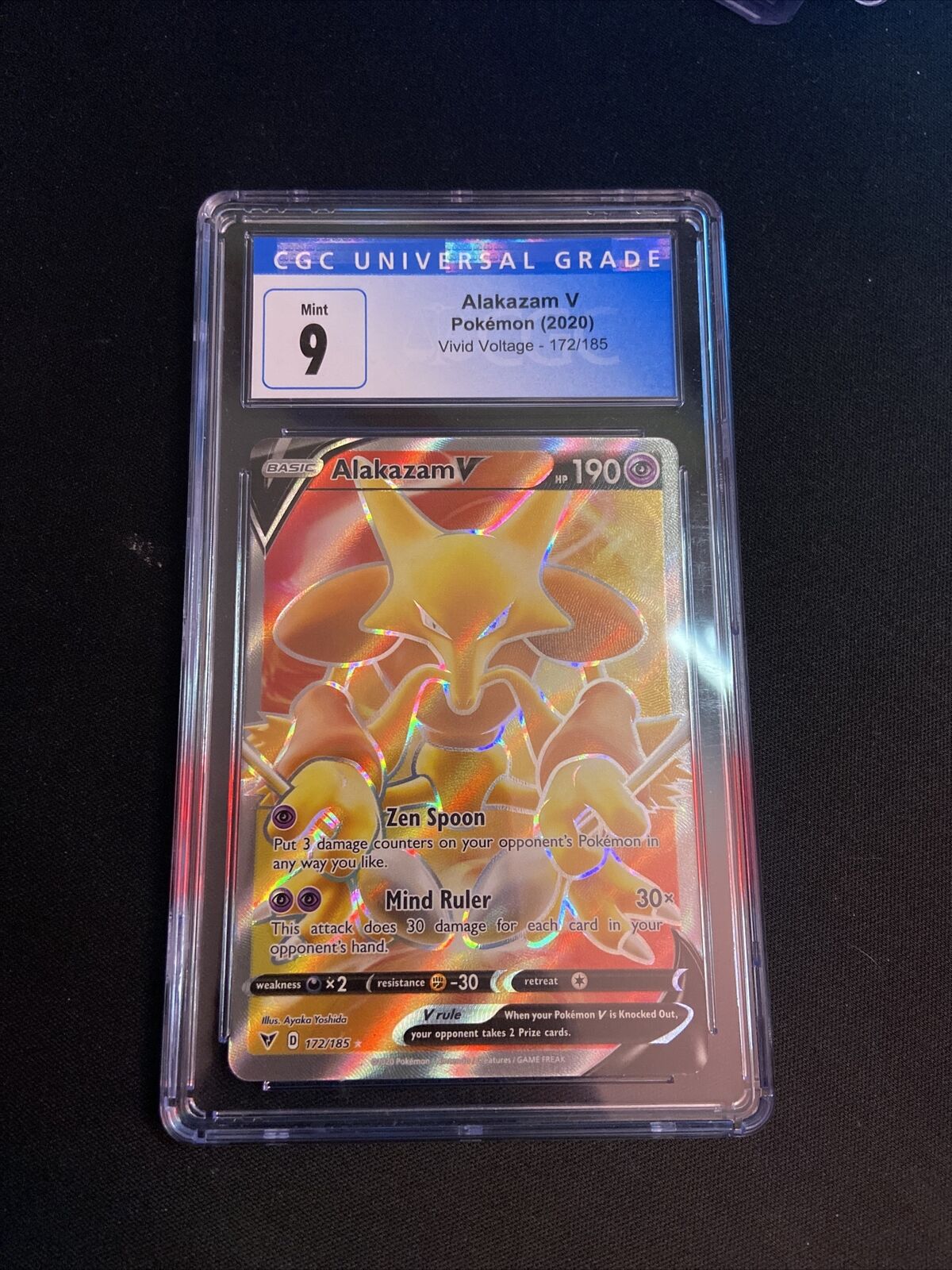 Alakazam V CGC Graded Mint CGC 9 (127/185) Vivid Voltage Pokemon!