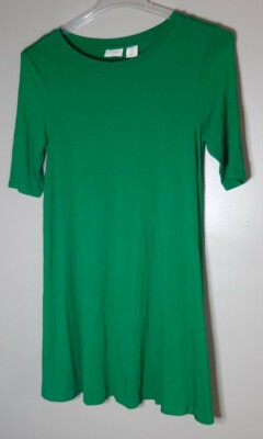 Sigrid Olsen Sz Small Green Dress fit flare DRESSY! Flowy Lightweight Sheen  | eBay