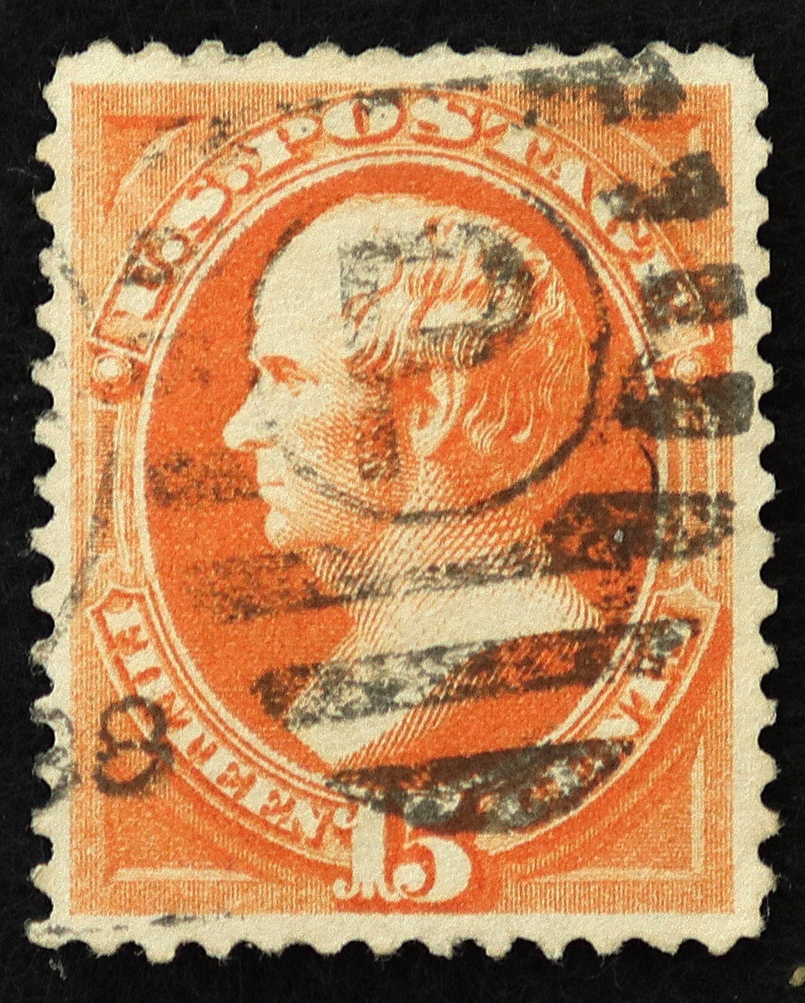 U.S. Used Stamp Scott #163 15c Webster XF - Superb. 1988 "P" Duplex Cancel. Gem!