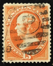 U.S. Used Stamp Scott #163 15c Webster XF - Superb. 1988 "P" Duplex Cancel. Gem!