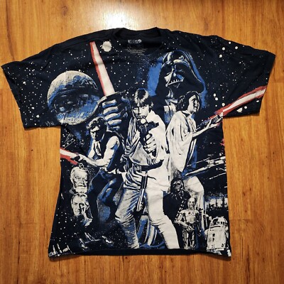 Star Wars Glow in the Dark Shirt LARGE All Over Print Lucasfilms