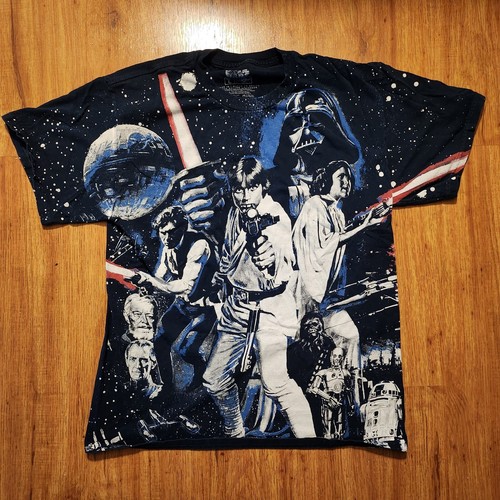 Star Wars Glow in the Dark Shirt LARGE All Over Print Lucasfilms