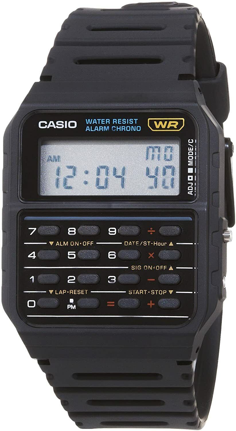 Casio CA53W-1&comma;  8-Digit Calculator Watch&comma; Resin Strap&comma; Alarm&comma; Chronograph