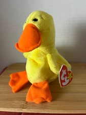 QUACKERS the Yellow Duck TY Beanie Babies RETIRED MWMT Plush Stuffed Animal