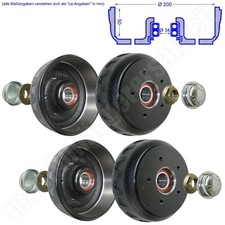 4x Knott Bremstrommel Bremstrommeln 200x50mm ...