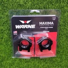 Warne Maxima Horizontal 1" Low Picatinny/Weaver Fixed Steel Scope Rings - 500M