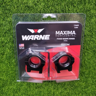 Warne Maxima Horizontal 1'' Low Picatinny/Weaver Fixed Steel Scope Rings - 500M