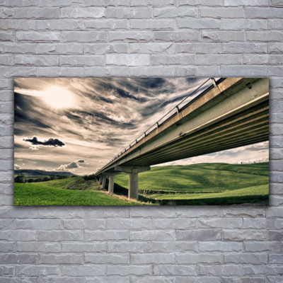 Wandbilder Glasbilder Druck auf Glas 120x60 Autobahn Brücke Tal Architektur