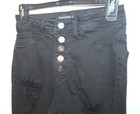 HAMMER JEANS WOMAN SIZE 5 BLACK BUTTON FRONT HIGH RISE SKINNY JEANS DESTROYED — photo 2