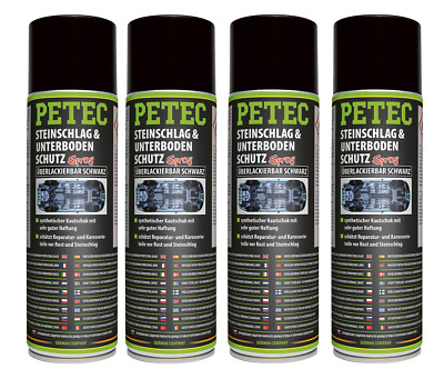 4x PETEC Steinschlag-& Unterbodenschutz Spray schwarz 500ml überlackierbar 73250