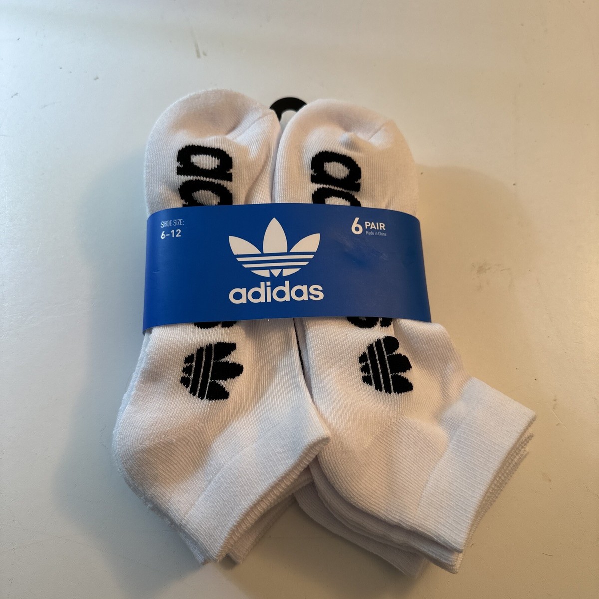 NEW adidas Men's Originals Trefoil Pack Low Cut Socks Size 6-12 White