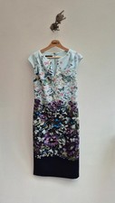 Ted Baker Tiha Dress Size 4 UK 14 Blue Floral Cap Sleeves
