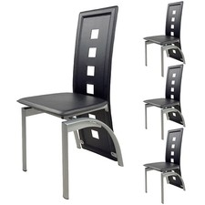 Set of 4 Kitchen Dining Chairs Leather Cushion Side Chairs w/ Sturdy Iron Legs