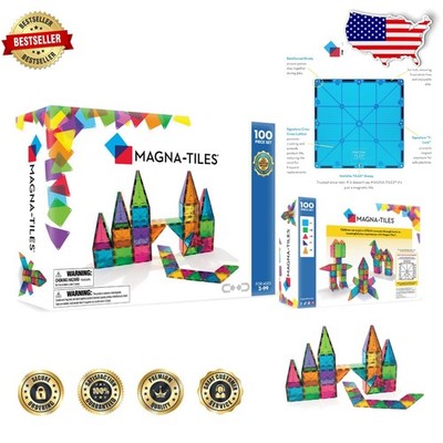 Magna-Tiles 100pc Clear Colors  Magnetic Building Blocks STEAM Toy Kids 3-99