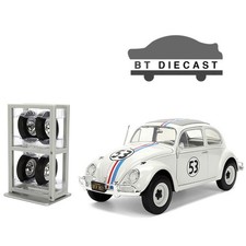 JADA THE LOVE BUG HERBIE 1953 VW BEETLE #53 1/24 RACK & EXTRA WHEELS WHITE 37584