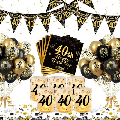 Deko 40. Geburtstag Junge, 40 Geburtstag Tischdeko Mann Frauen,40. Schwarz Gold