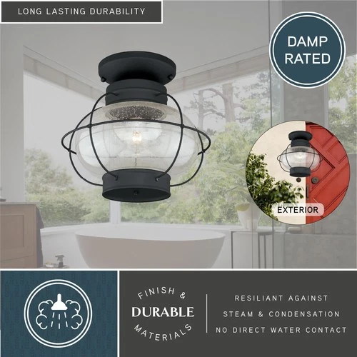 Vaxcel Lighting T0144 Chatham 1 Light Semi-Flush Mount Outdoor - Black - Picture 9 of 12