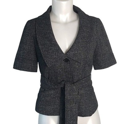 THE LIMITED BLACK WOVEN SHORT SLEEVE JACKET