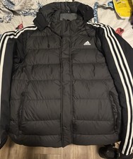 Adidas Puffer Jacket, Black with White Stripes,  Boys Size XL