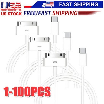 30-Pin To USB C Adapter Charging Data Sync Cable for IPhone 4 4S 3GS IPad 3 Lot