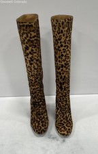 Gianni Bini Hair On Leather Leopard Print Knee High Boots Women's Size 5.5