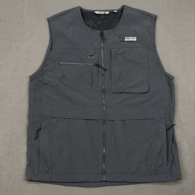 Reel Pro Men's Reel In Fishing Vest Size L Multi Pockets Gray Zip Vented New