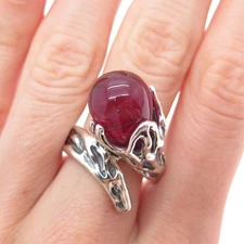 HAGIT GORALI Sterling Vintage Israel Grape Glass Flower Modernist Ring Size 8