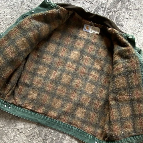 VTG 90s Carhartt JB0694 Blanket Lined Hunter Green Workwear Trucker Jacket XL image 4