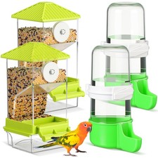 4 Pcs No Mess Small Bird Feeders Automatic Parakeet Water Dispenser Clear Qua...