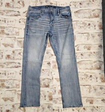 BKE Buckle Mens 34x32 Jake Straight Blue Jean Stretch 5 Pocket Whiskered