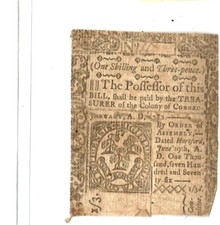 1 SHILLING (CONNECTICUT) 1782 RARE NOTE!! 1 SHILLING (1782) RARE COLONIAL!!