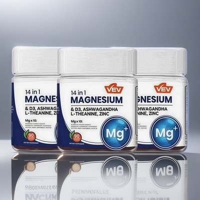 3PACK Magnesium Gummies 14-in-1 by VEV for Relaxation & Sleep