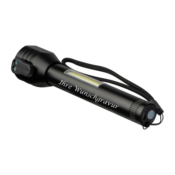 Wiederaufladbare Cob-Taschenlampe Mit Gravur / Sicherheitshammer, Gurtschneider-image