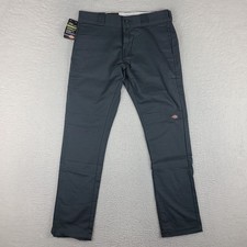 DICKIES Twill Work Pants Mens 30x30 Dark Gray Flex Skinny Straight NWT NEW