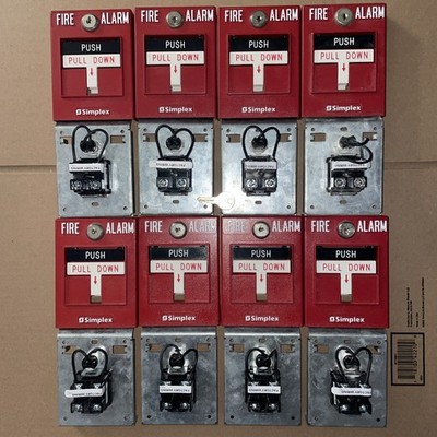 LOT OF 8 Simplex Fire Alarm Pull Station 4099-9003 With Only 1 Key. Used