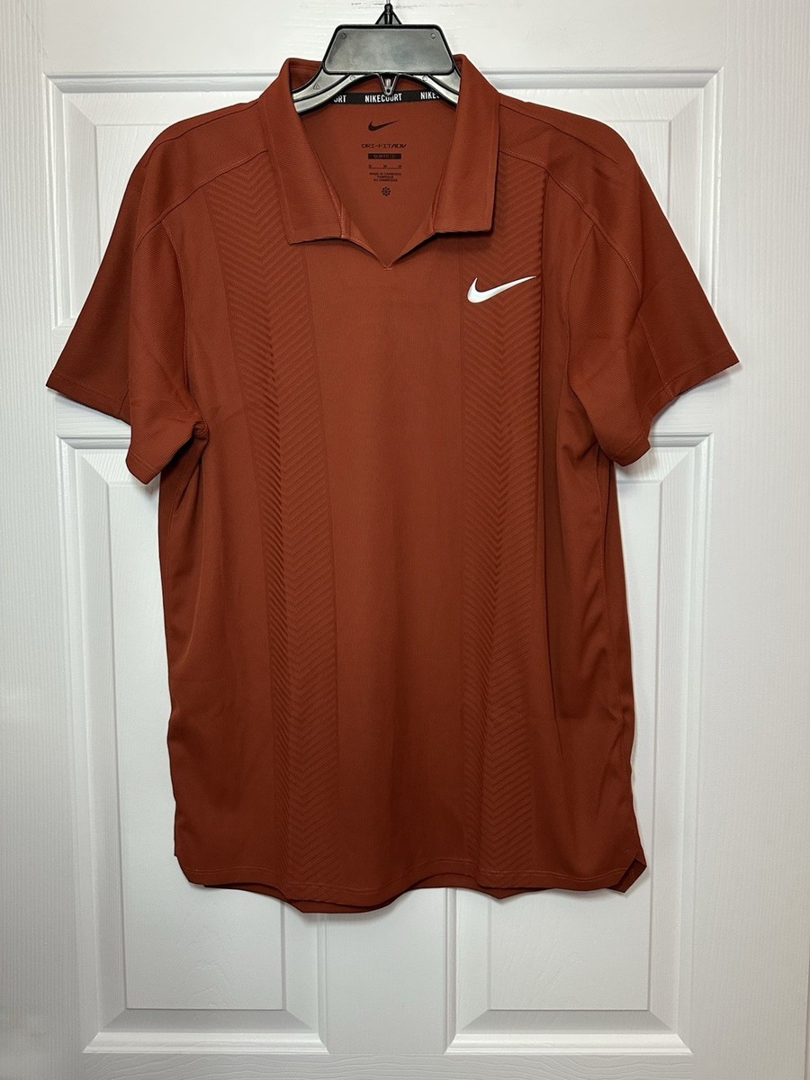 Size M Nike Court Dri-FIT ADV Polo Shirt Men Orange Slim Fit