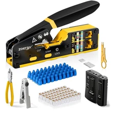 Ethernet Crimping Tool Kit RJ45 Crimp Tools,CAT5 Cat5e Cat6 RJ45 Crimping Too...
