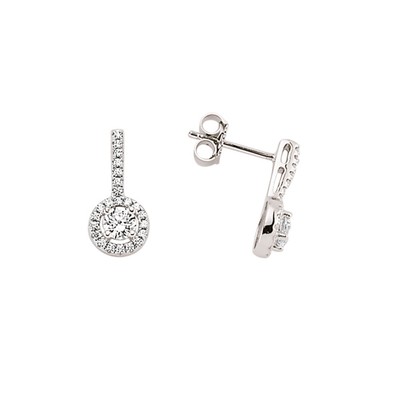 Silber Jewelco London CZ Halo Drop Ohrstecker