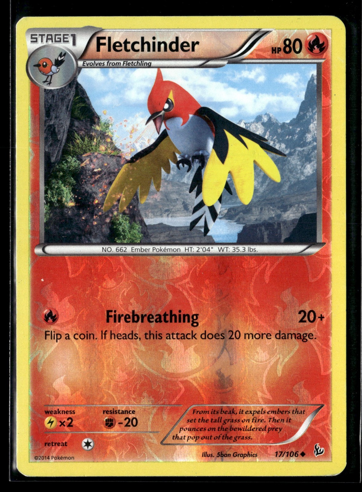 XY - Flashfire Fletchinder 17/106 MP Rev Holo