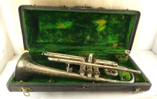  C.G. Conn 1920 80A Long Cornet with French brass bell W/ Case And Mouth Piece 