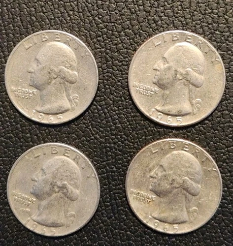 1965 Washington Quarters Lot of 4 Coins ( See Pictures )