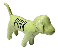 Pink Victoria's Secret Iradescent Lime Green Dog Stuffed Animal Plush Metallic