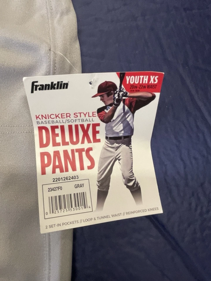 Pantalones Franklin Deluxe Juvenil Béisbol-Softbol Talla XS 4-5 Gris Nuevos Foto 2 de 4