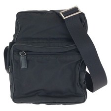 Prada Nylon Tessuto Triangle Logo Shoulder Bag Women Black One Size 760285