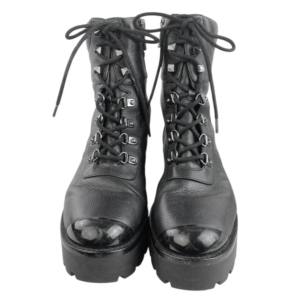 Michael Kors Khloe Women's Black Leather Lace Up Platform Combat Boots Size 6.5M - Image 2 of 4