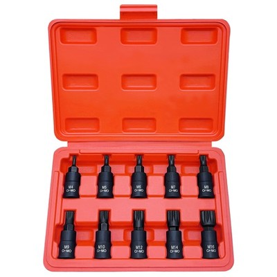 XZN Triple Square Spline Bit Socket Set, Premium Cr-Mo Steel | 10-Piece M4 - ...