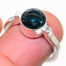 London Blue Topaz Gemstone Handmade 925 Sterling Silver All Size Ring For Gift