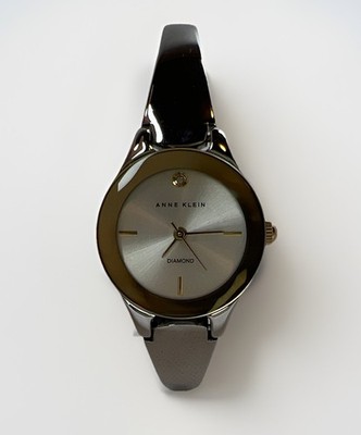 Anne Klein Diamond Gold & Silver Tone Metal Bracelet Watch Single Diamond AK1225