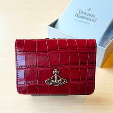 Vivienne Westwood Tri-fold wallet Croco Embossed Leather Red/Silver orb F/S JP