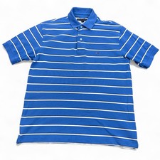 Tommy Hilfiger Essential Polo Shirt Mens Size Medium Blue Striped Casual